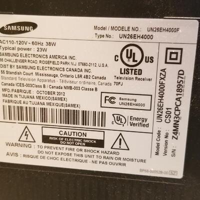 Lot 424: Samsung Flatscreen HDMI 26" TV with Manual 