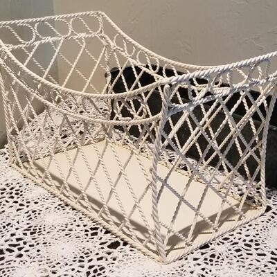 Lot 425: White Metal Basket and Green Metal Container