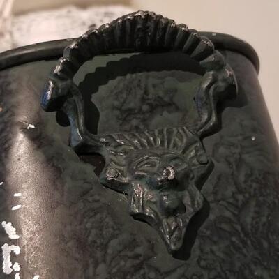 Lot 425: White Metal Basket and Green Metal Container