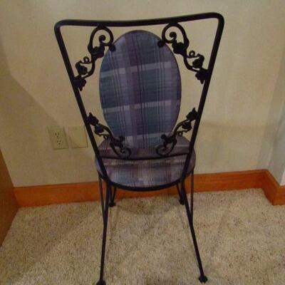 Wrought Metal Chair with Upholstered Back and Seat- Approx 15 1/4