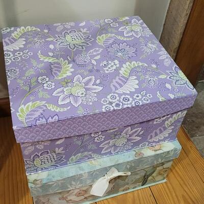 Lot 449: (3) Large Storage Deco Boxes by SUSAN 16" x 14" x 7"