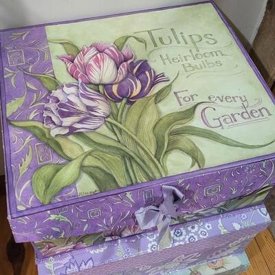 Lot 449: (3) Large Storage Deco Boxes by SUSAN 16" x 14" x 7"