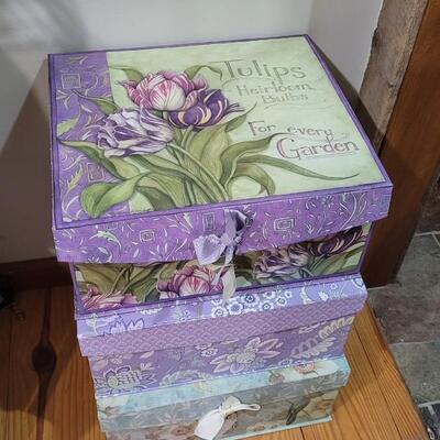Lot 449: (3) Large Storage Deco Boxes by SUSAN 16" x 14" x 7"