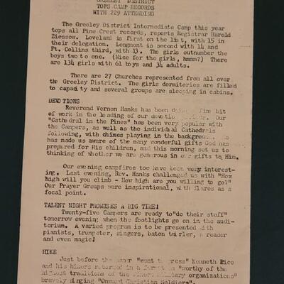 Lot 461: 1948 Pine Needles - Pine Crest Camp in Greeley, Colorado - Ephemera 