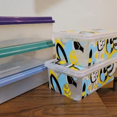 Lot 470: Assortment of (5) Storage Bins 