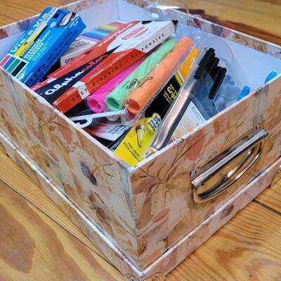 Lot 476: Large School/Office/Art Supplies Bundle #2 w/Deco Storage Box