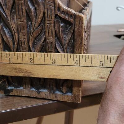 Lot 479: Carved Wood Organizer and Rotating Pen/Tool Caddy