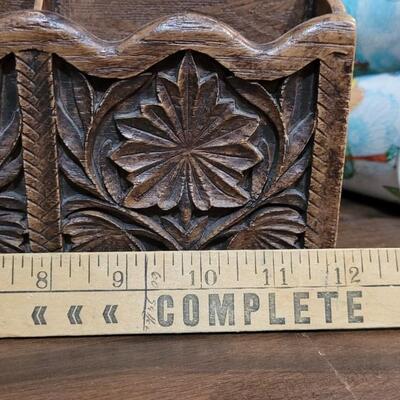 Lot 479: Carved Wood Organizer and Rotating Pen/Tool Caddy