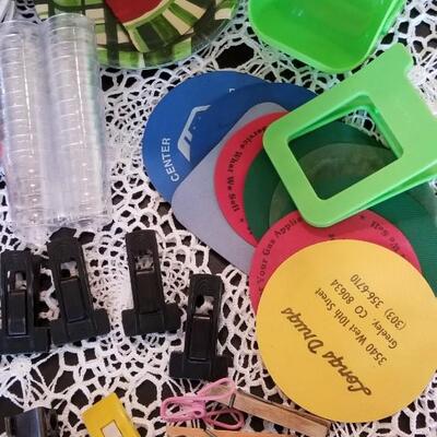 Lot 492: Disposible Plates, Napkins, Straws and Kitchen Clips