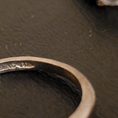 Lot 528: Gainsborough Sterling Solitare Faux Diamond Ring and Triple Faux Diamond Ring