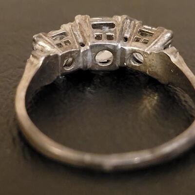 Lot 528: Gainsborough Sterling Solitare Faux Diamond Ring and Triple Faux Diamond Ring