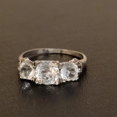 Lot 528: Gainsborough Sterling Solitare Faux Diamond Ring and Triple Faux Diamond Ring