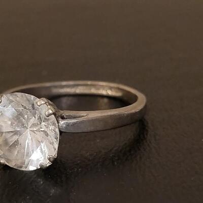 Lot 528: Gainsborough Sterling Solitare Faux Diamond Ring and Triple Faux Diamond Ring