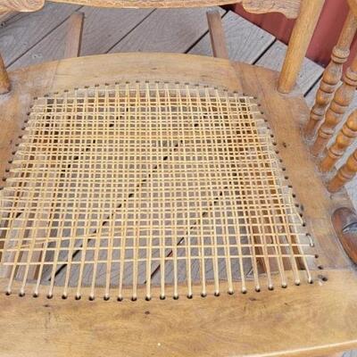 Lot 547: Antique North Wind Rocker with Cane Seat late 1800's/early 1900's