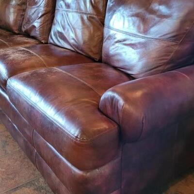 Lot 551: La-z-Boy 10ft. Long (2 Pieces) Leather Brown Couch
