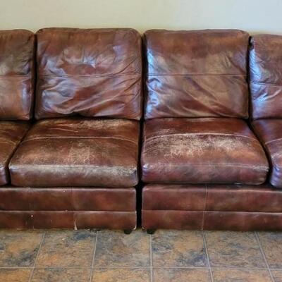 Lot 551: La-z-Boy 10ft. Long (2 Pieces) Leather Brown Couch