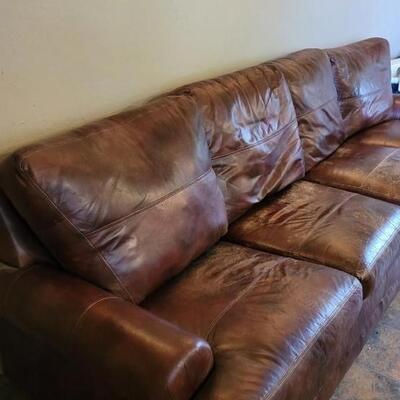 Lot 551: La-z-Boy 10ft. Long (2 Pieces) Leather Brown Couch