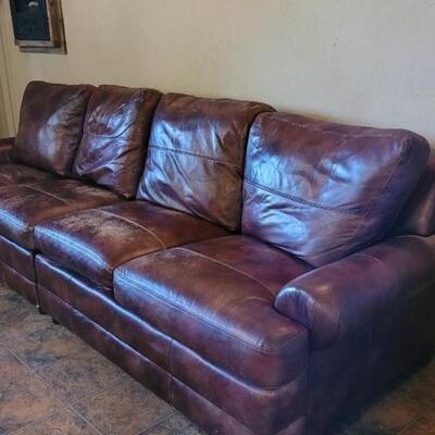 Lot 551: La-z-Boy 10ft. Long (2 Pieces) Leather Brown Couch