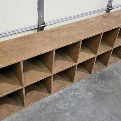 Lot 554: Vintage Handbuilt Storage Cubby System 96" Ã— 12" Ã— 24"