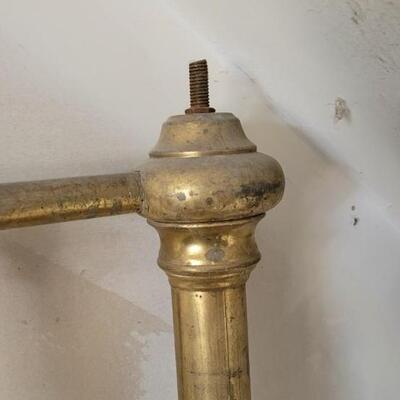 Lot 556: Antique Brass Full Size Bed - Balls for posts are with the bed to be repaired 