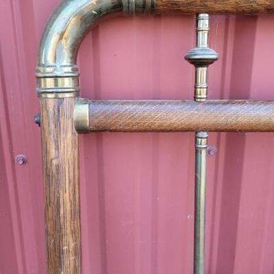 Lot 561: Antique Brass Bed with Wood Veneer 