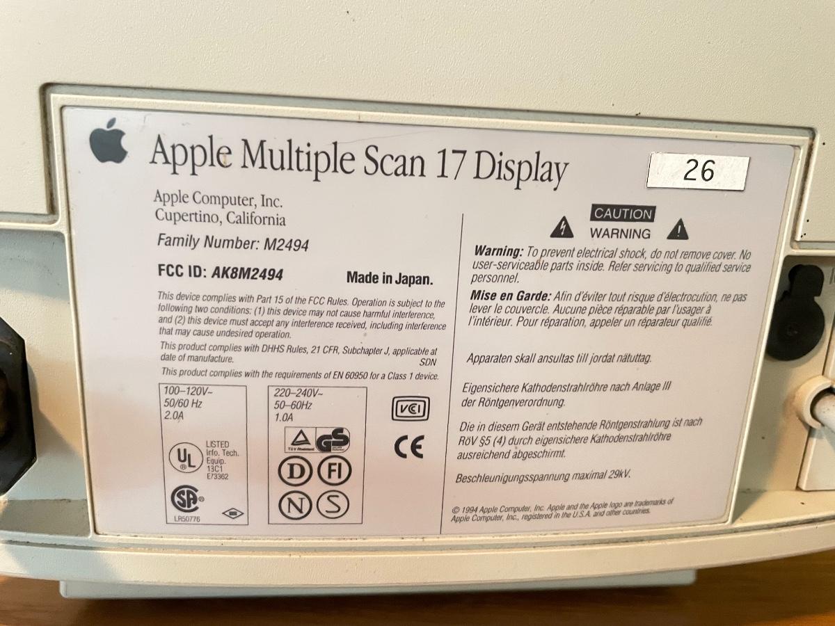 Apple Multiple Scan 17 Display 本体 apple multiple scan 17 - RGB - 800x600 : r/crtgaming