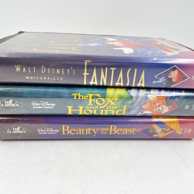 DISNEY VHS TAPE LOT #2 - BEAUTY AND THE BEAST, FOX AND THE HOUND, FANTASIA