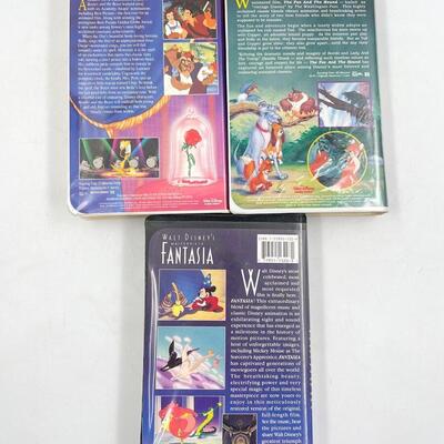 DISNEY VHS TAPE LOT #2 - BEAUTY AND THE BEAST, FOX AND THE HOUND, FANTASIA
