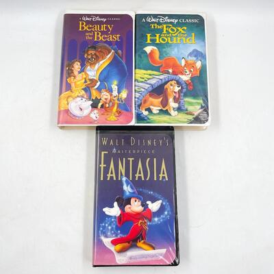 DISNEY VHS TAPE LOT #2 - BEAUTY AND THE BEAST, FOX AND THE HOUND, FANTASIA