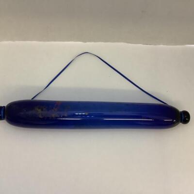C - 185. Antique Victorian Cobalt Blue Nailsea Glass Rolling Pin,  1860