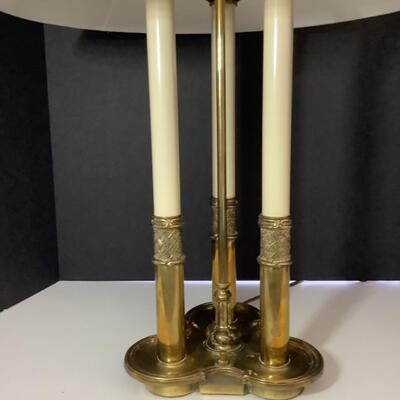 C - 188. Vintage Brass Triple Socket Candlestick Table Lamp 