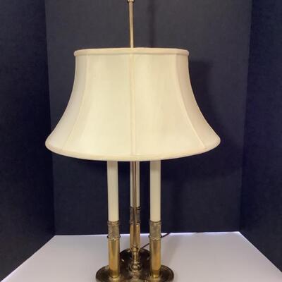 C - 188. Vintage Brass Triple Socket Candlestick Table Lamp 
