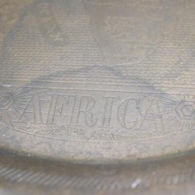 Vintage Etched Map of Africa Brass Metal Plate 