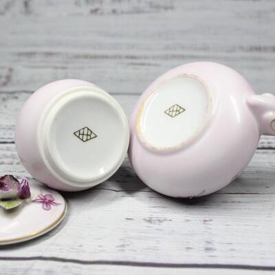 Vintage Hand Painted Violet Porcelain Teapot & Cup Teaware