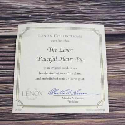Vintage Set of 4 Lenox Ivory Fine China Peaceful Heart Pins