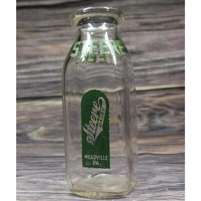 Vintage Steere Dairy Glass Milk Bottle