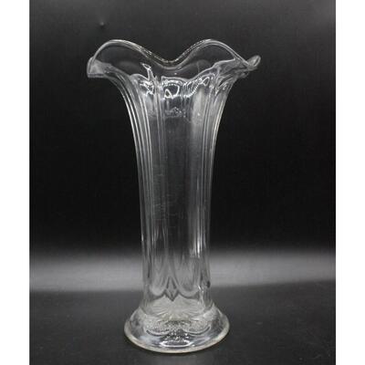 Tall Fluted Ruffled Glass Vase