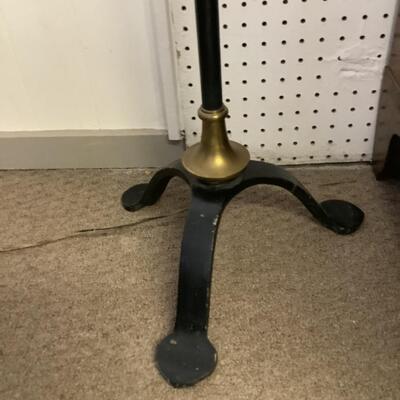 C - 191. Black Wrought Iron Floor Lamp with Equestrian Shade 