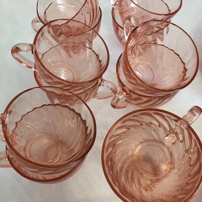 Vintage Arcoroc France Rosaline Pink Medium Swirl Glass  47 pieces Set. Great condition 
