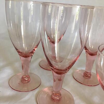 Vintage Pink Depression Glass Oversize Champagne Coupe Dessert Glasses (8