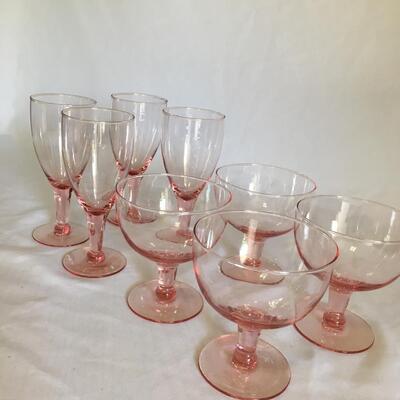 Vintage Pink Depression Glass Oversize Champagne Coupe Dessert Glasses (8