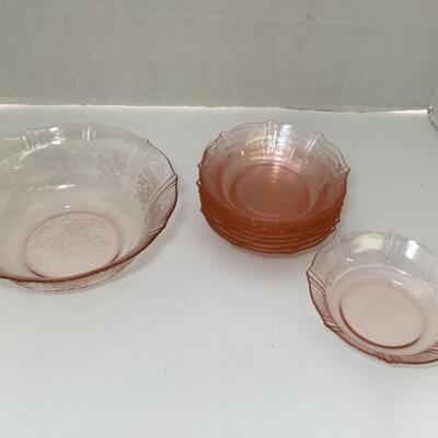 A - 205  Serving in Style - American Sweetheart, Pink Depression Glass 