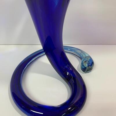 Lot 454: Hand Blown Cobalt Blue Bulbous Hanging Vase and More 