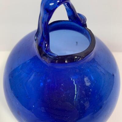 Lot 454: Hand Blown Cobalt Blue Bulbous Hanging Vase and More 