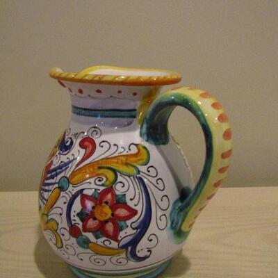 San Gimignano Hand Painted Pottery Pitcher- 5 1/2