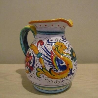 San Gimignano Hand Painted Pottery Pitcher- 5 1/2