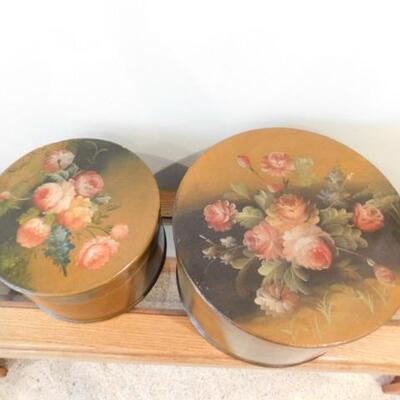 Set of Painted Wood Nesting Hat Boxes