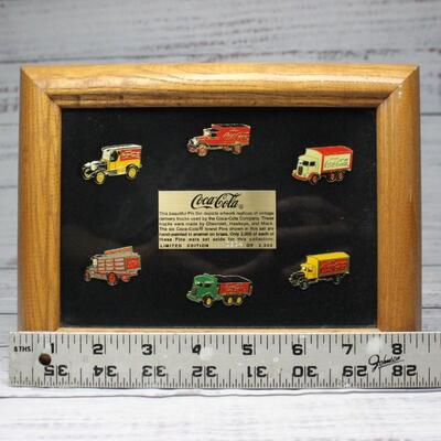 Vintage Coca Cola Delivery Trucks Framed Lapel Pin Set Limited Edition 