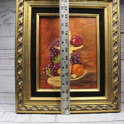 Vintage Framed and Signed Still Life Fruit Bowl Art