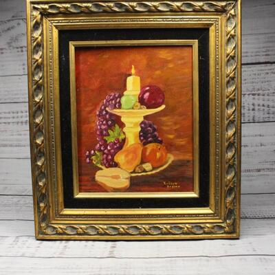 Vintage Framed and Signed Still Life Fruit Bowl Art